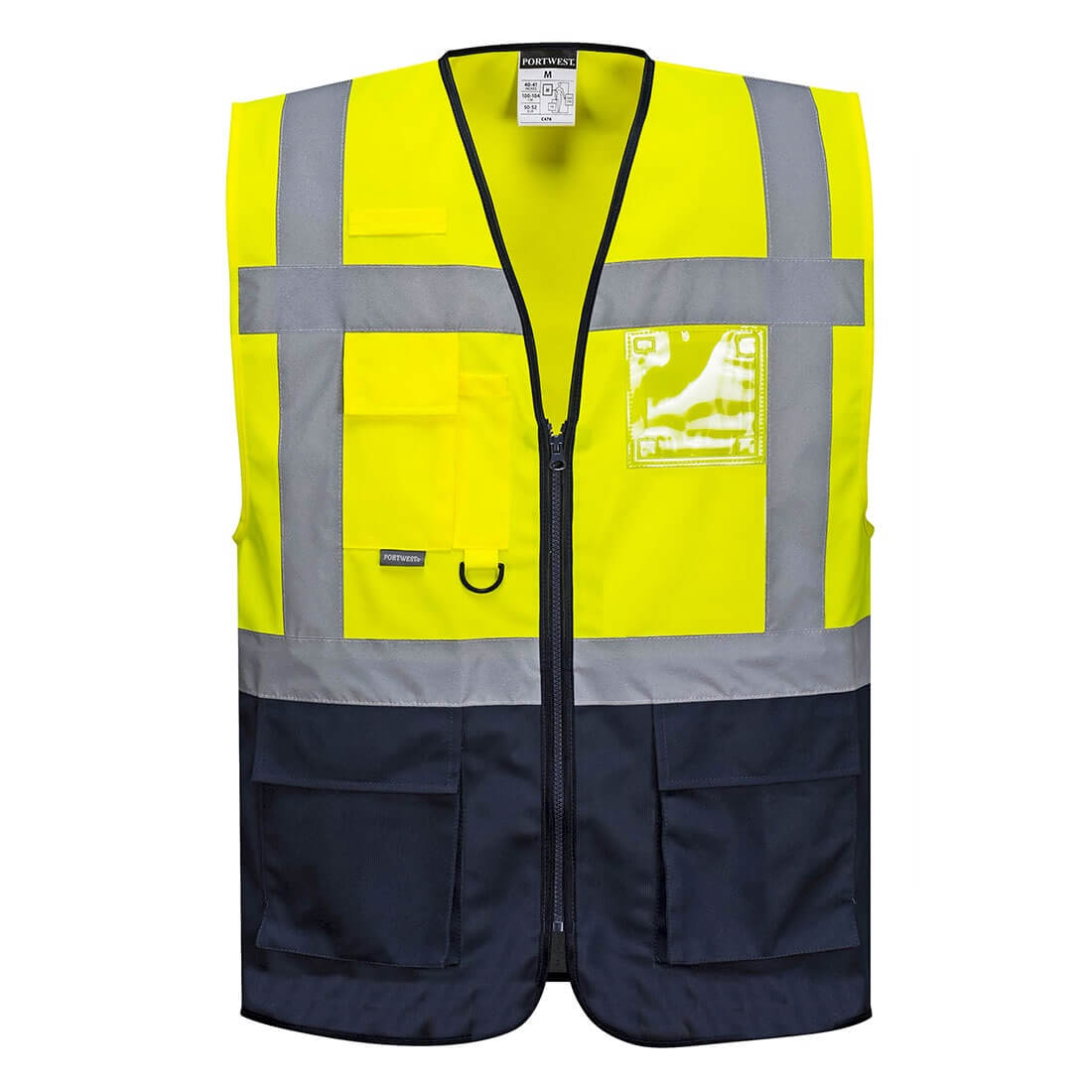 Portwest C476 Warsaw Hi-Vis Contrast Executive Vest Yellow Navy
