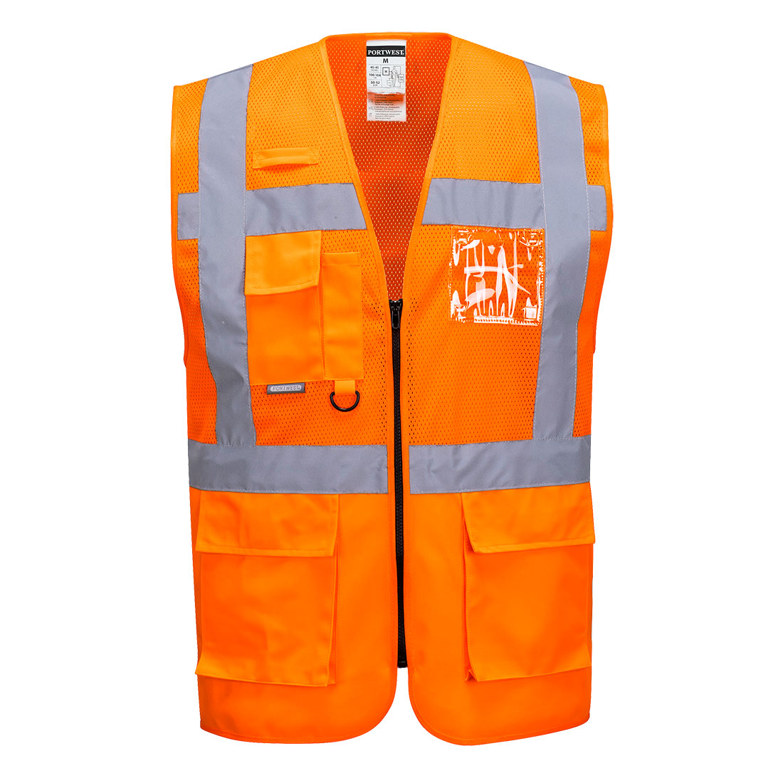 Portwest C496 Madrid Hi-Vis Half Mesh Executive Vest Orange