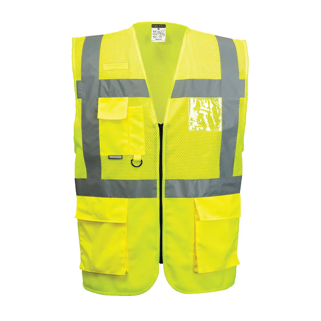Portwest C496 Madrid Hi-Vis Half Mesh Executive Vest Yellow