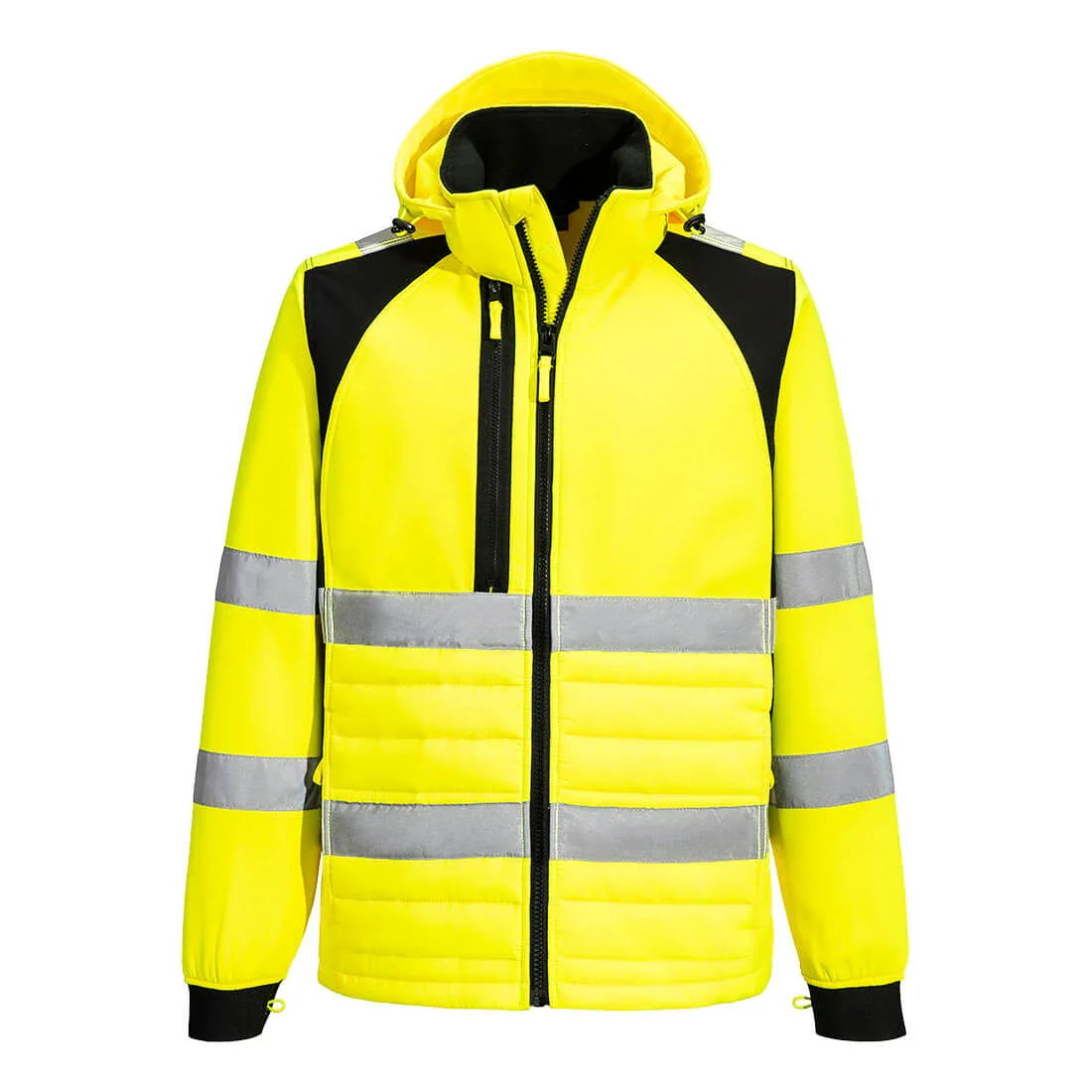 Portwest CD863 WX2 Eco Hi-Vis Hybrid Baffle Jacket Yellow Black