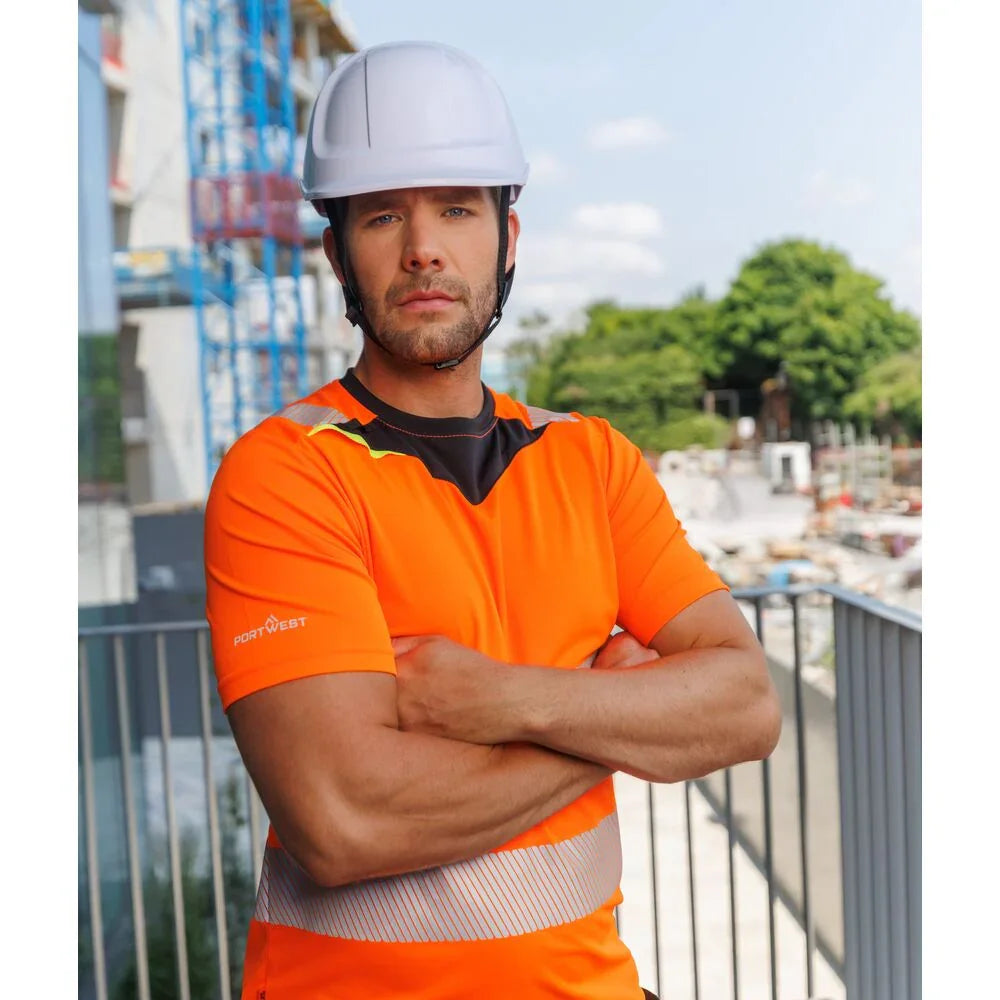 Portwest DX4 Hi-Vis T-Shirt Short Sleeve OrangeBlack_M
