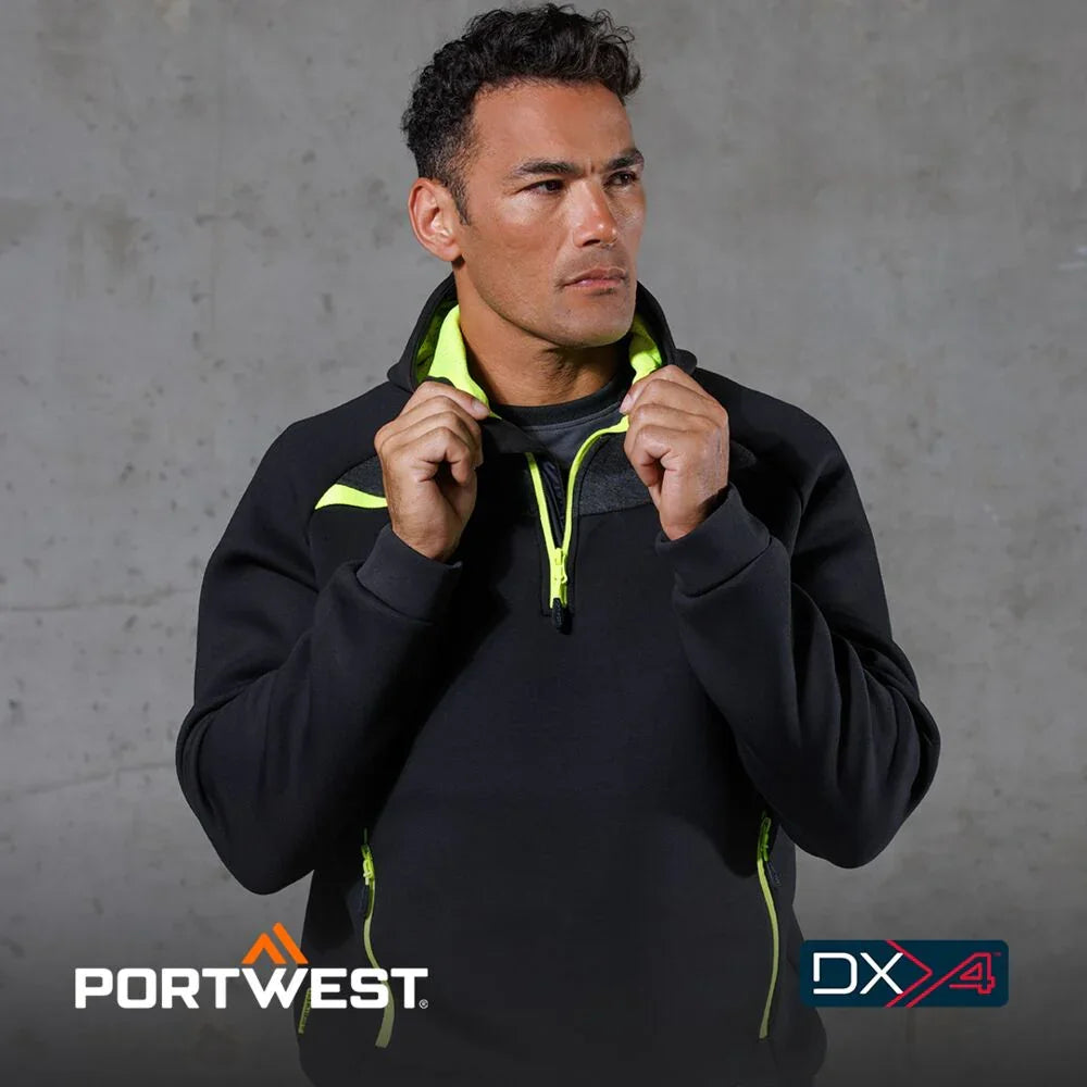 Portwest DX4 Quarter Zip Hoodie Black