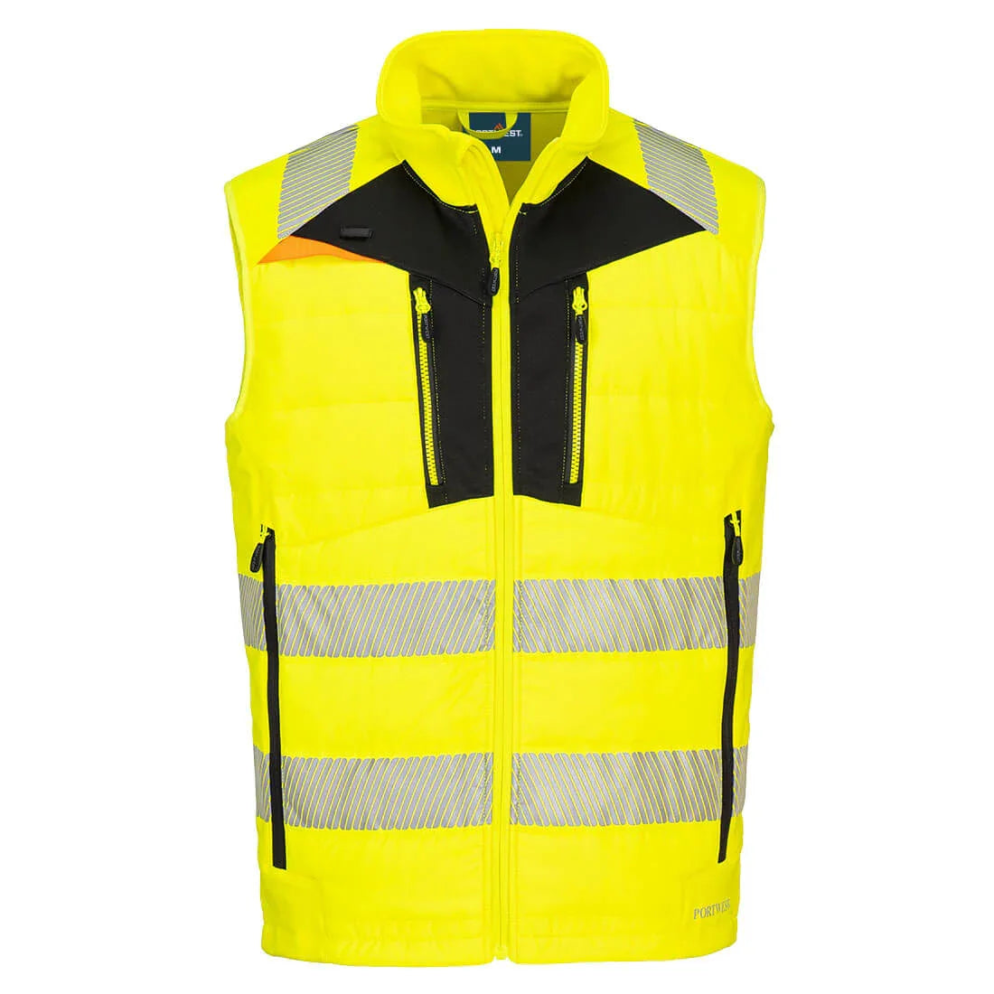Portwest DX479 DX4 Hi-Vis Hybrid Baffle Bodywarmer Yellow Black