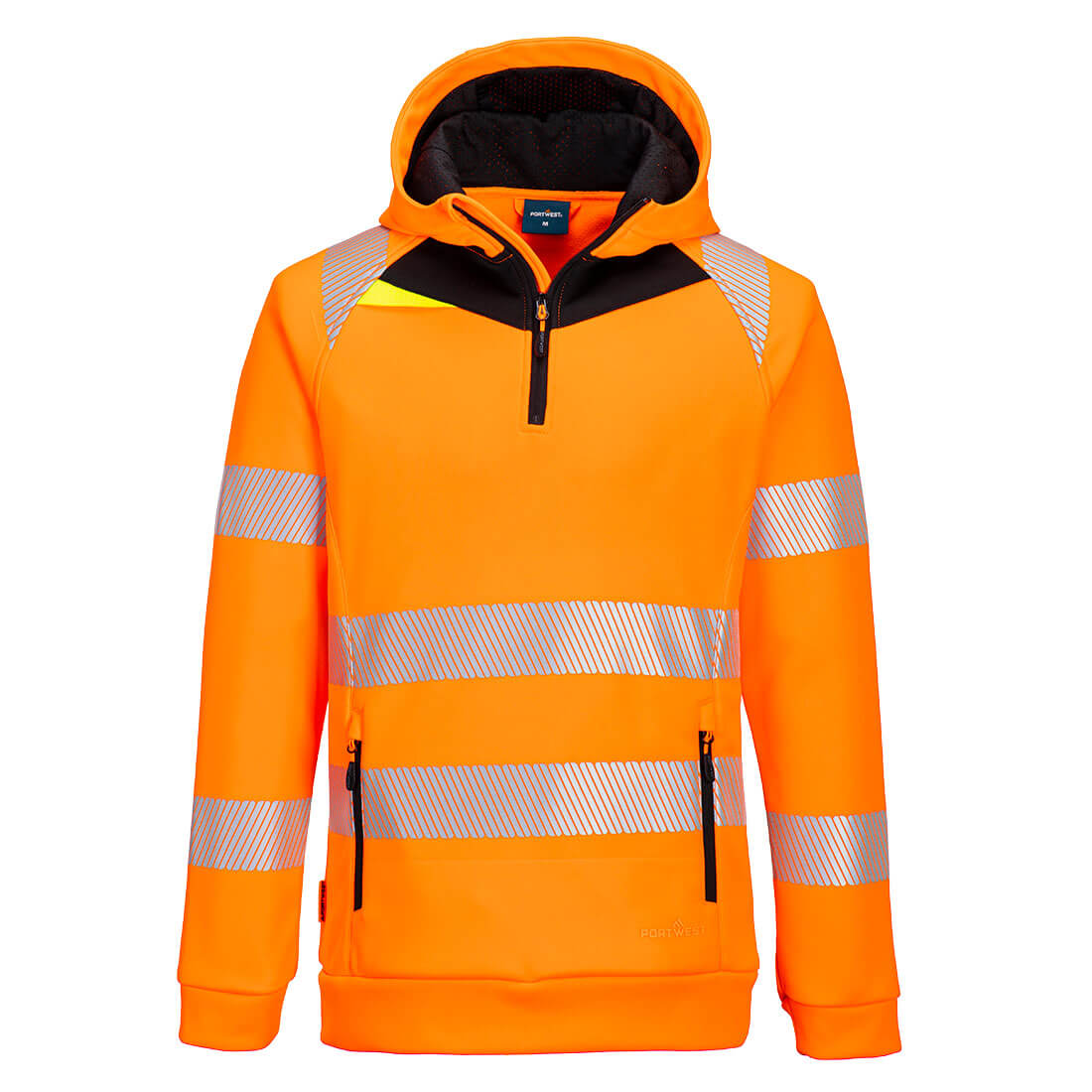 Portwest DX482 DX4 Hi-Vis 1/4 Zip Hoodie Orange/Black