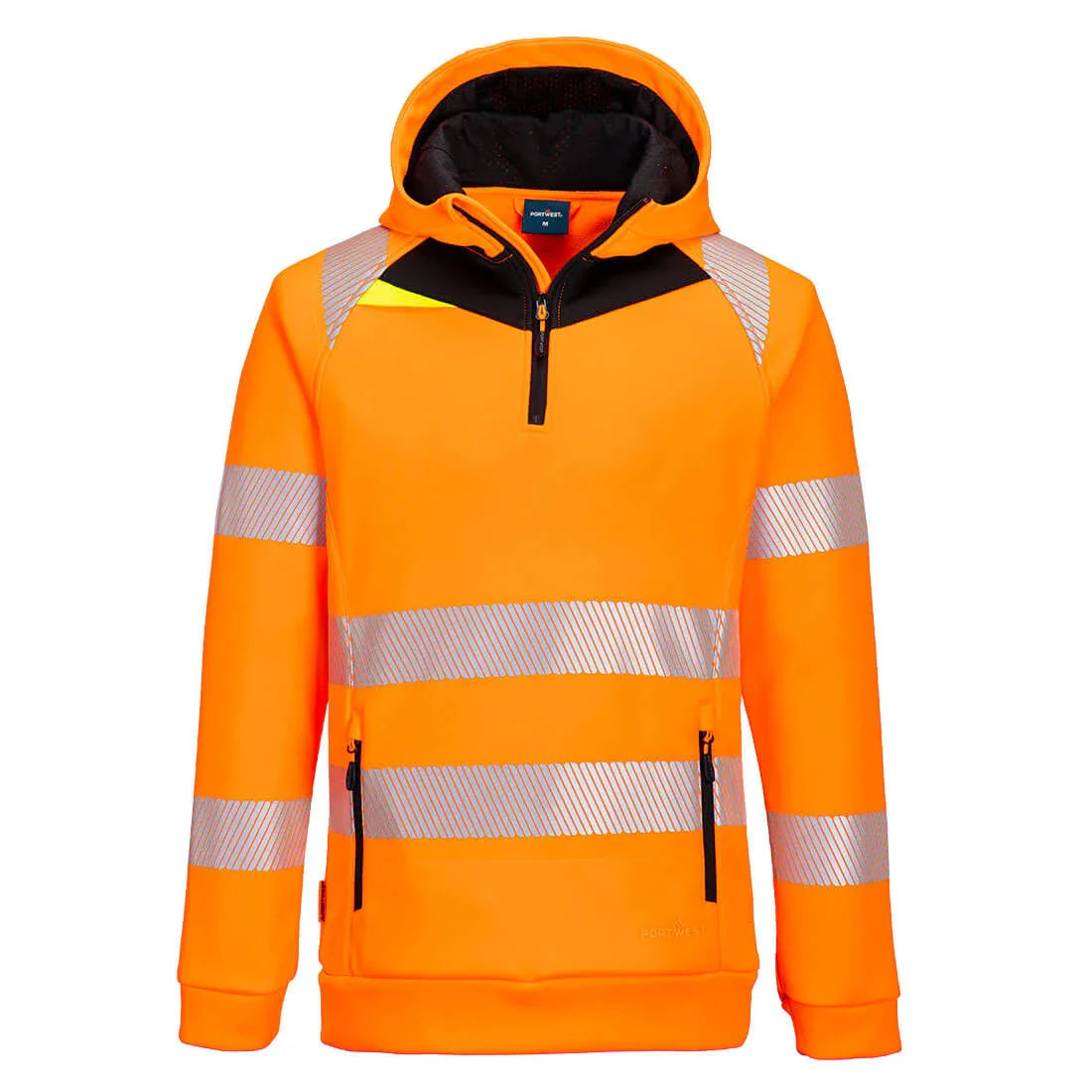 Portwest DX482 DX4 Hi-Vis 1/4 Zip Hoodie Orange/Black