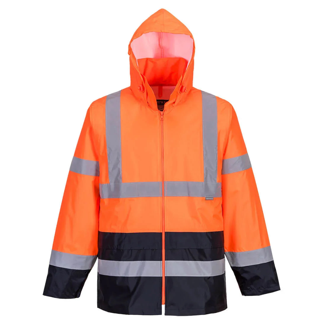 Portwest H443 Hi-Vis Contrast Classic Rain Jacket Orange/Navy