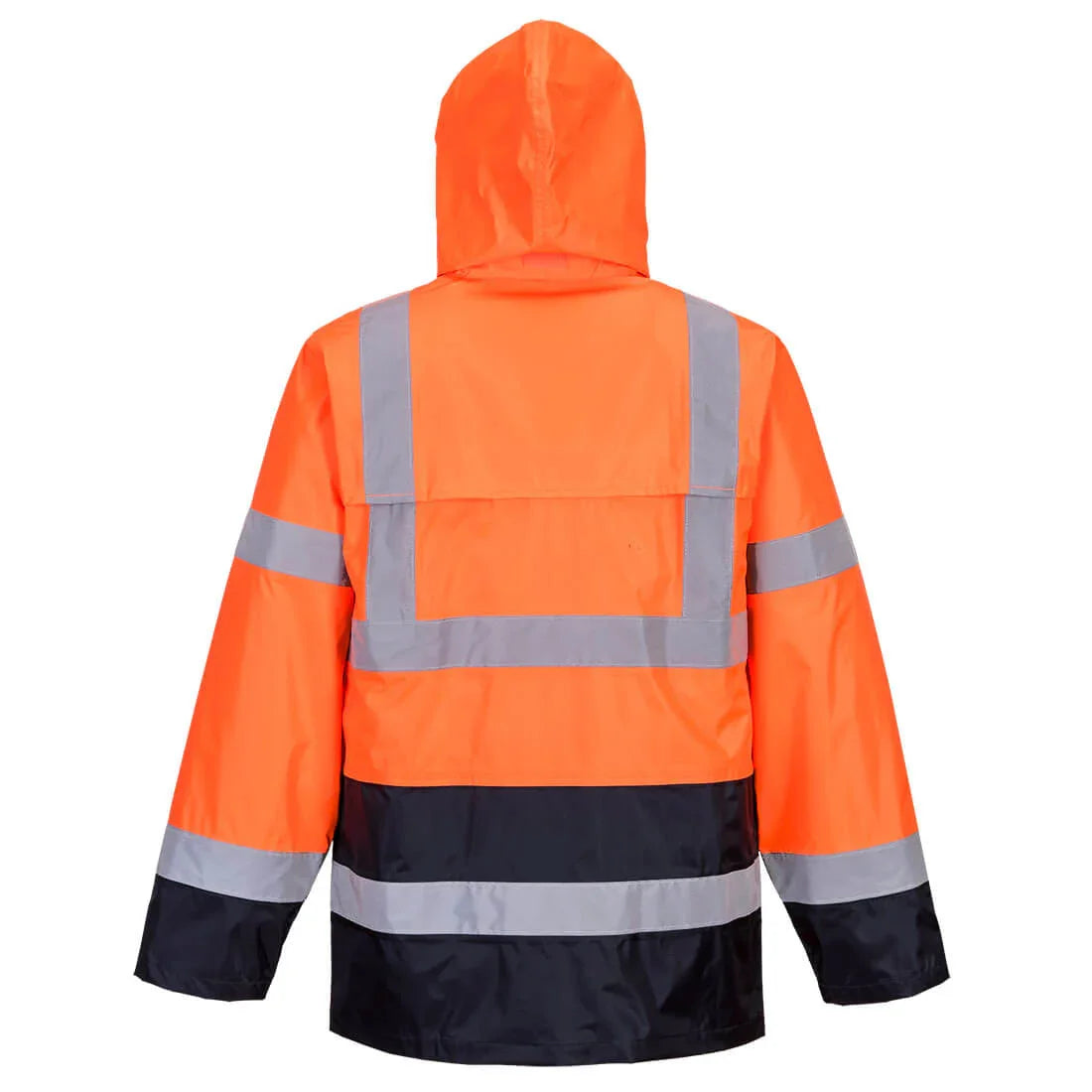 Portwest H443 Hi-Vis Contrast Classic Rain Jacket Orange Navy