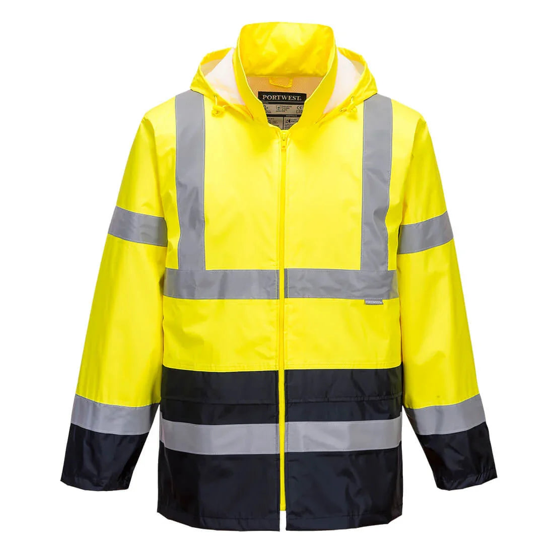 Portwest H443 Hi-Vis Contrast Classic Rain Jacket Yellow/Navy