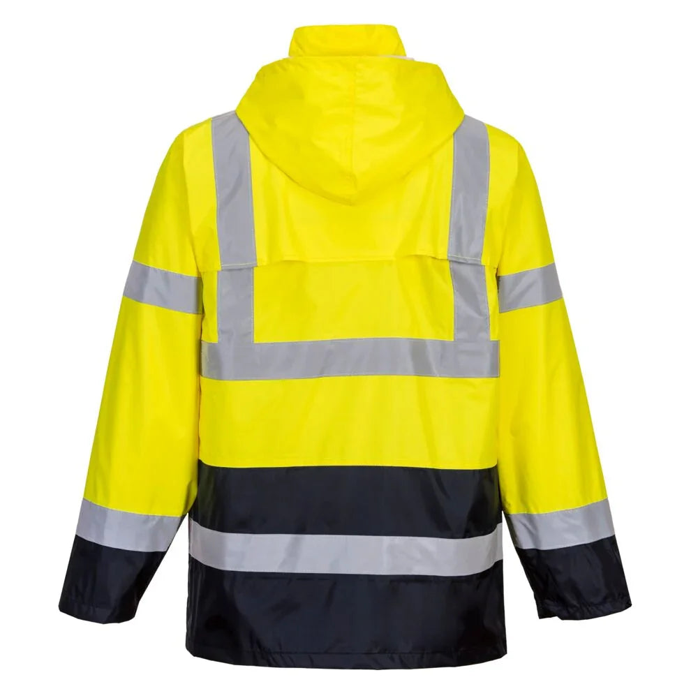 Portwest H443 Hi-Vis Contrast Classic Rain Jacket Yellow Navy