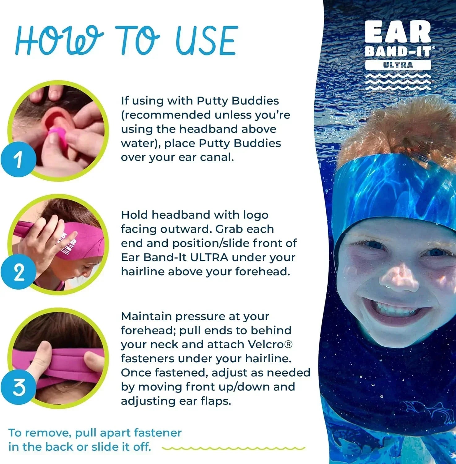 Ear Band-It Ultra Swimming Headband - Black