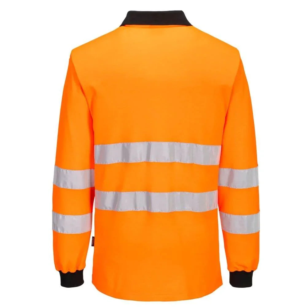 Portwest PW220 PW2 Hi-Vis Polo Shirt Long Sleeve orange_back