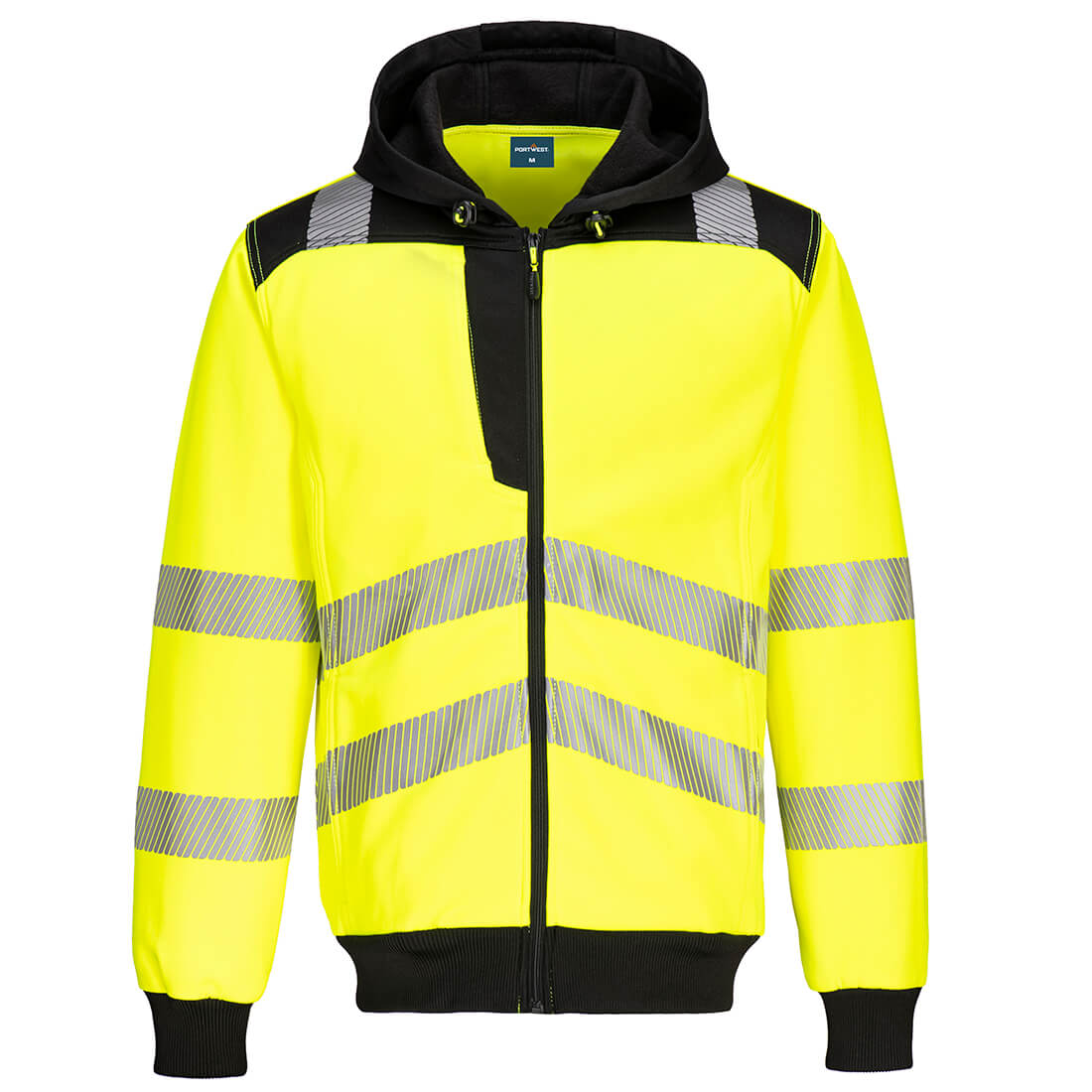Portwest PW3 Hi-Vis Zip Hoodie Yellow/Black - PW327