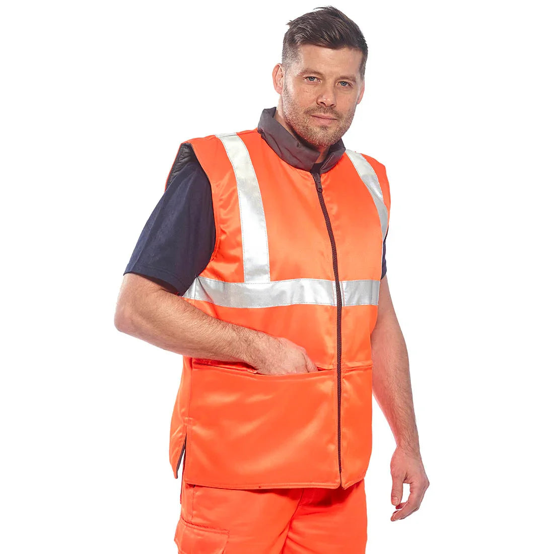 Portwest RT44 Hi-Vis Reversible Bodywarmer - Orange