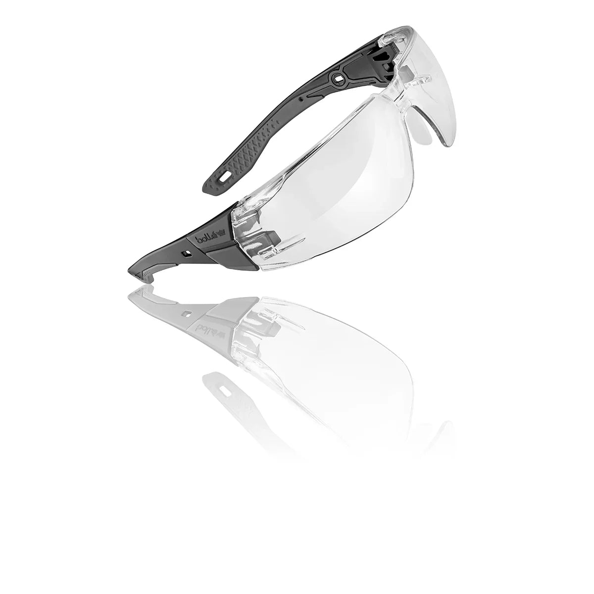 Clear Lens Bolle RUSH+ 2.0 RUSPMN10E Safety Glasses with Black and Grey Frame