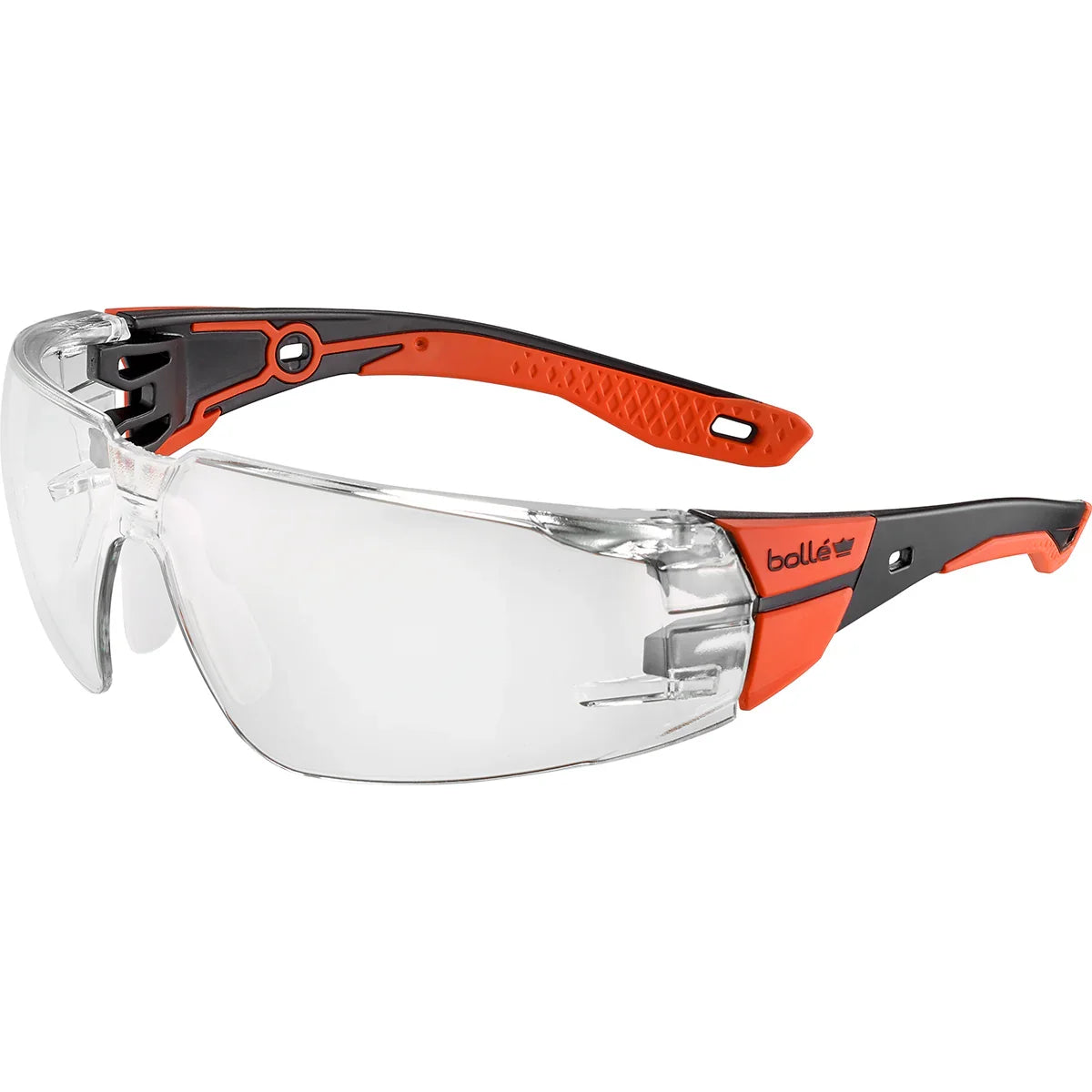 Clear Lens Bolle RUSH+ 2.0 Safety Glasses with orange and black frame
