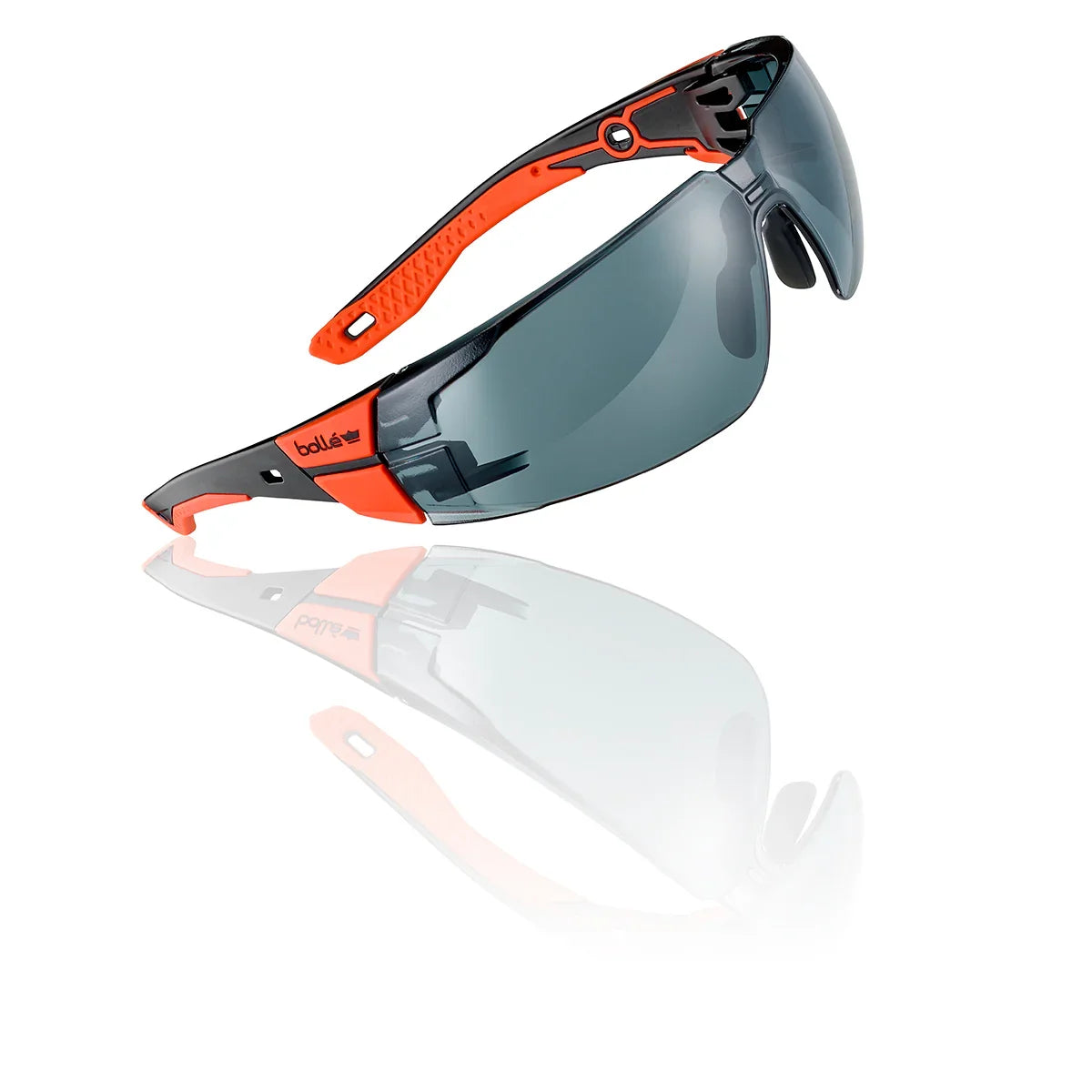 Smoke Lens Safety Glasses with Black/Red Frame Bolle RUSH+ 2.0
