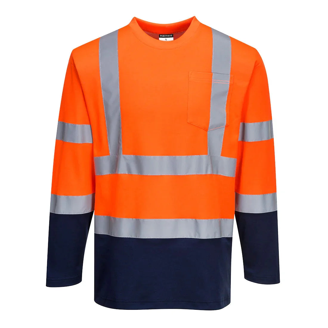 Portwest S280 Hi-Vis Cotton Comfort Contrast T-Shirt Long Sleeve