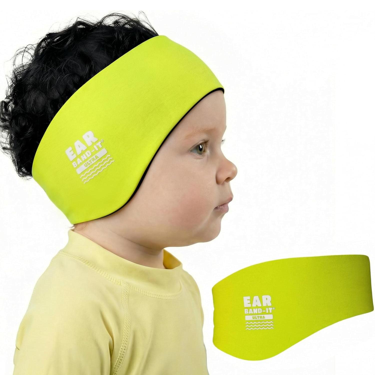 Ear Band-It Ultra Swimming Headband Neon Yellow Small Size