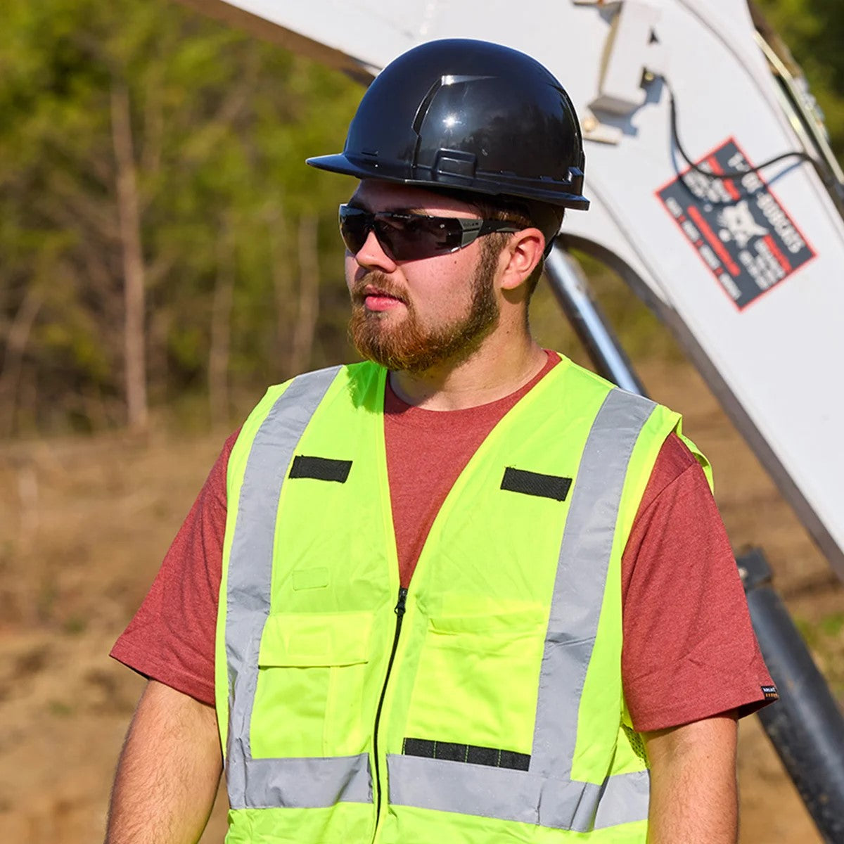 Bolle RUSH+ 2.0 Smoke Lens Safety Glasses with Black and Grey Frame in person