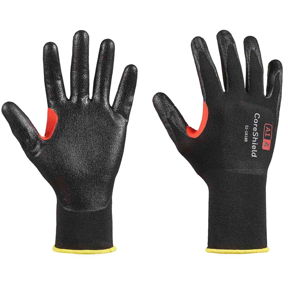 Honeywell CoreShield 21 1818B Super Thin Nitrile Coated 18 Gauge Handing Gloves Cut Level A1 A 6 XS
