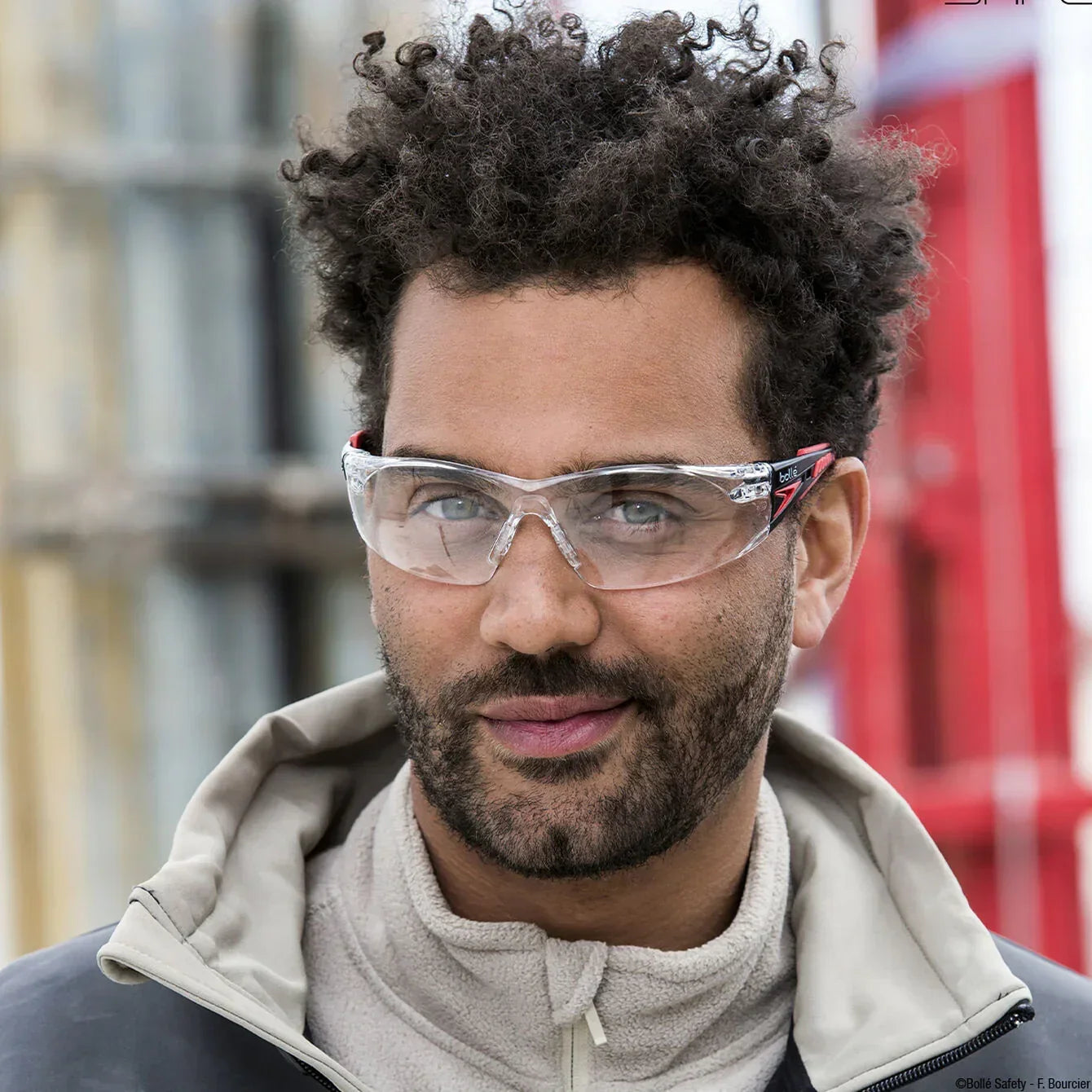 Bolle RUSH+ RUSHPPSI Safety Glasses - Red/Black Temples Clear Lens