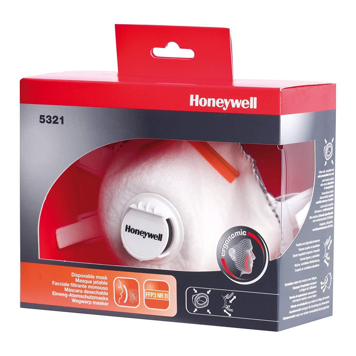 FFP3 M/L NR D V Respirator Mask Honeywell 5321 -Pack of 1