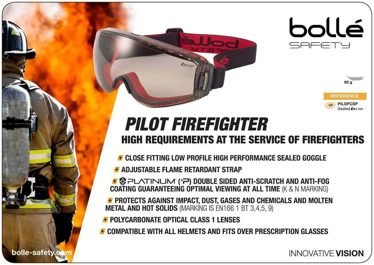 Safety Goggles Bolle Pilot Firefighter PILOFCSP