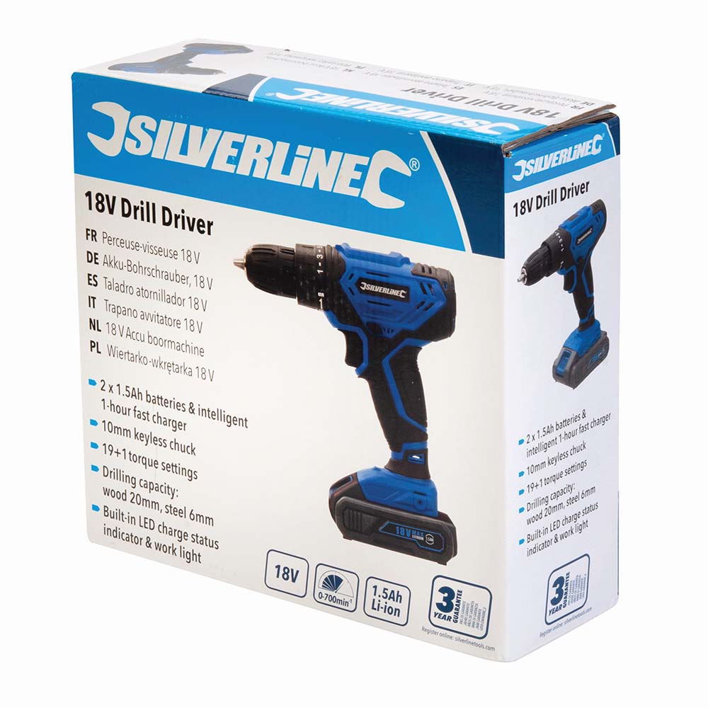Silverline 975325 18V Cordless Drill Driver Box