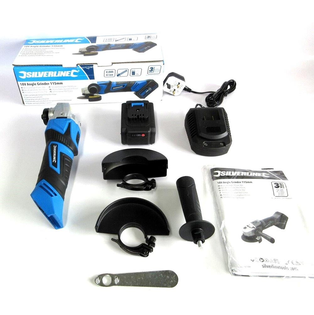 Silverline 980960 18V Cordless Angle Grinder 115mm 3
