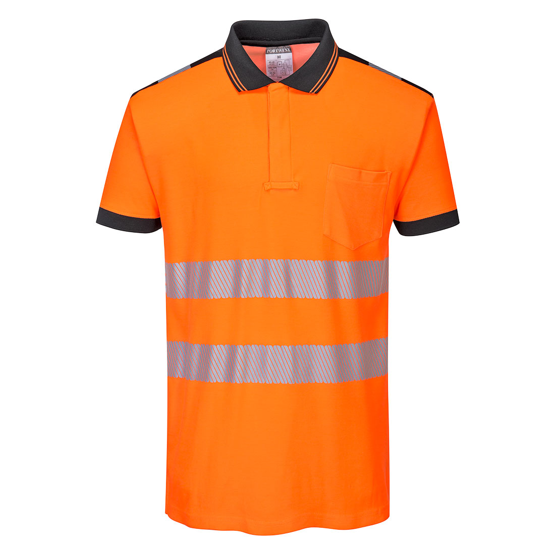 Portwest T180 PW3 Hi-Vis Polo Shirt S/S - Orange Black