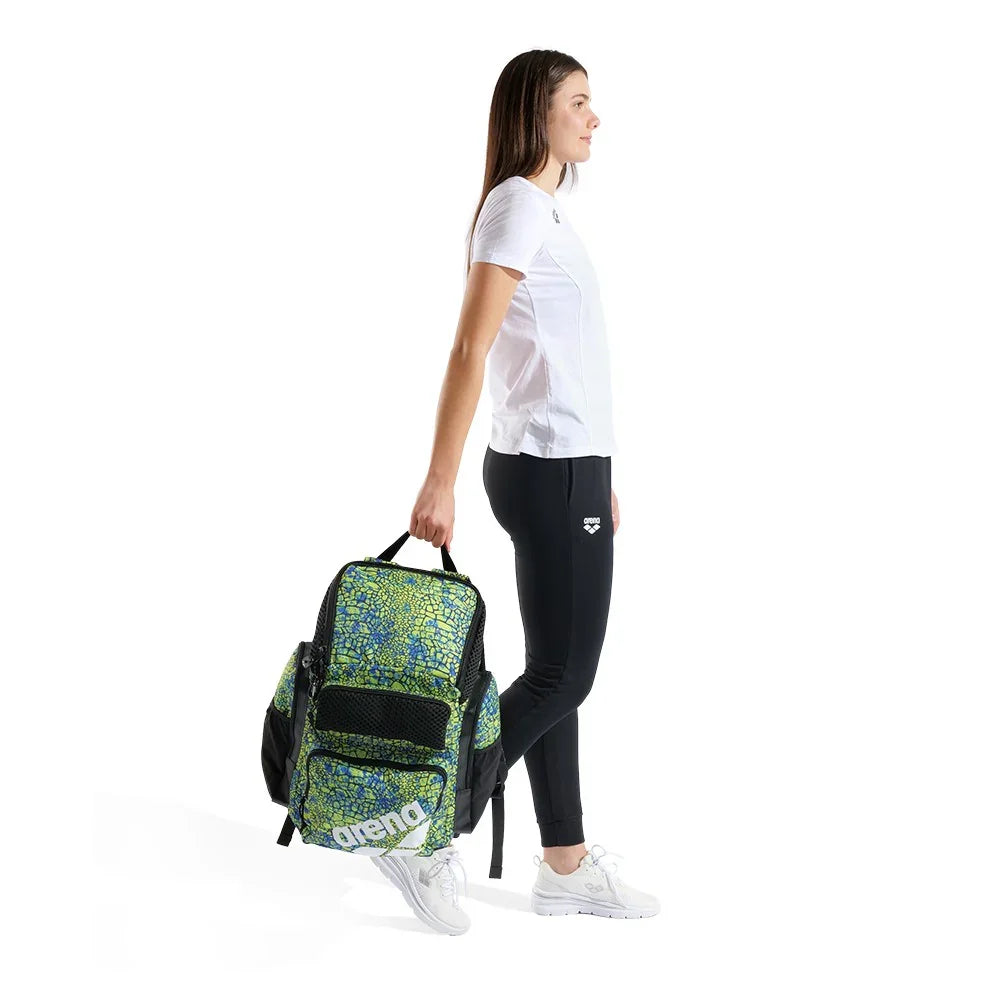 Arena One Go Allover Swim Sports Travel Backpack 45L - Snakeskin Green