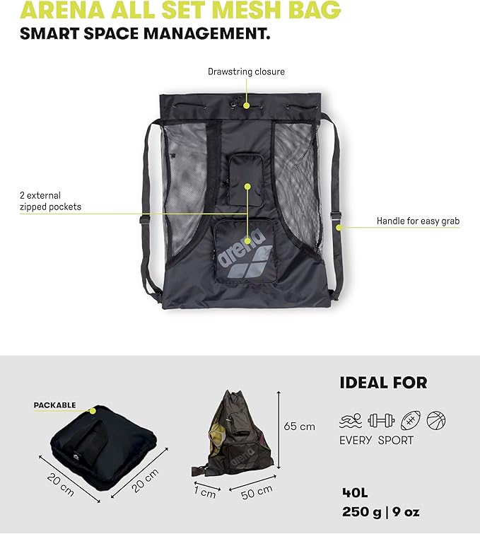 Arena All Set Pool Sack Mesh Bag - Black