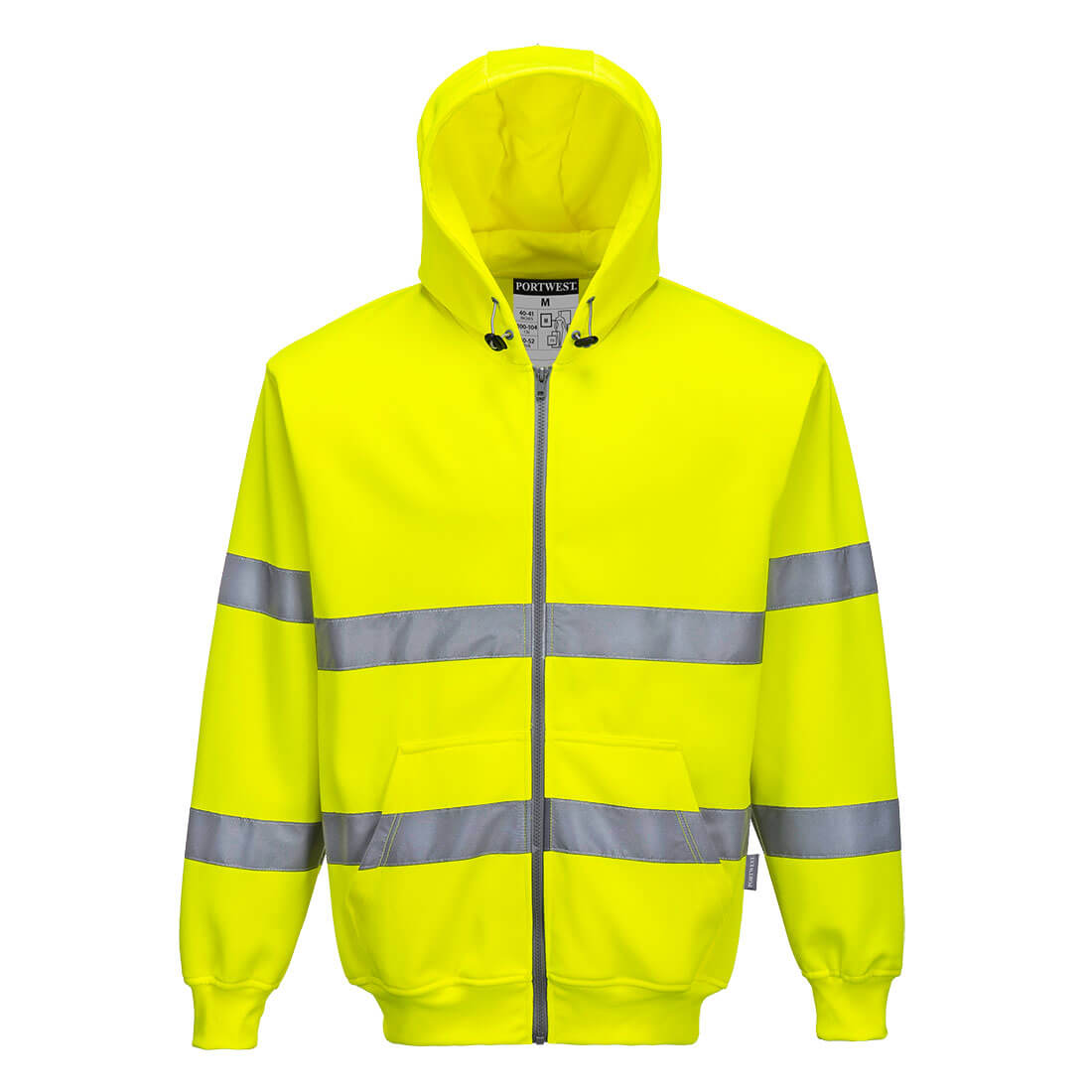 Portwest B305 Hi-Vis Zipped Hoodie Yellow