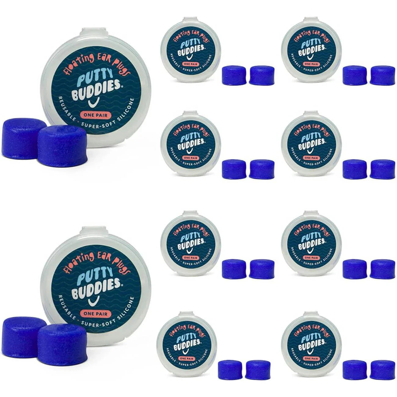 Putty Buddies Floating swimming earplugs 10 Pairs Blue