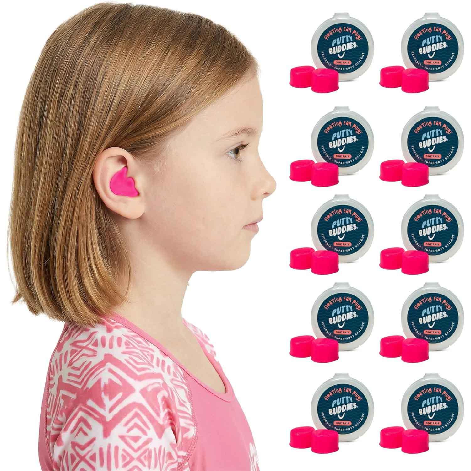 Putty Buddies Floating Swimming Earplugs Hot Pink 10 Pairs