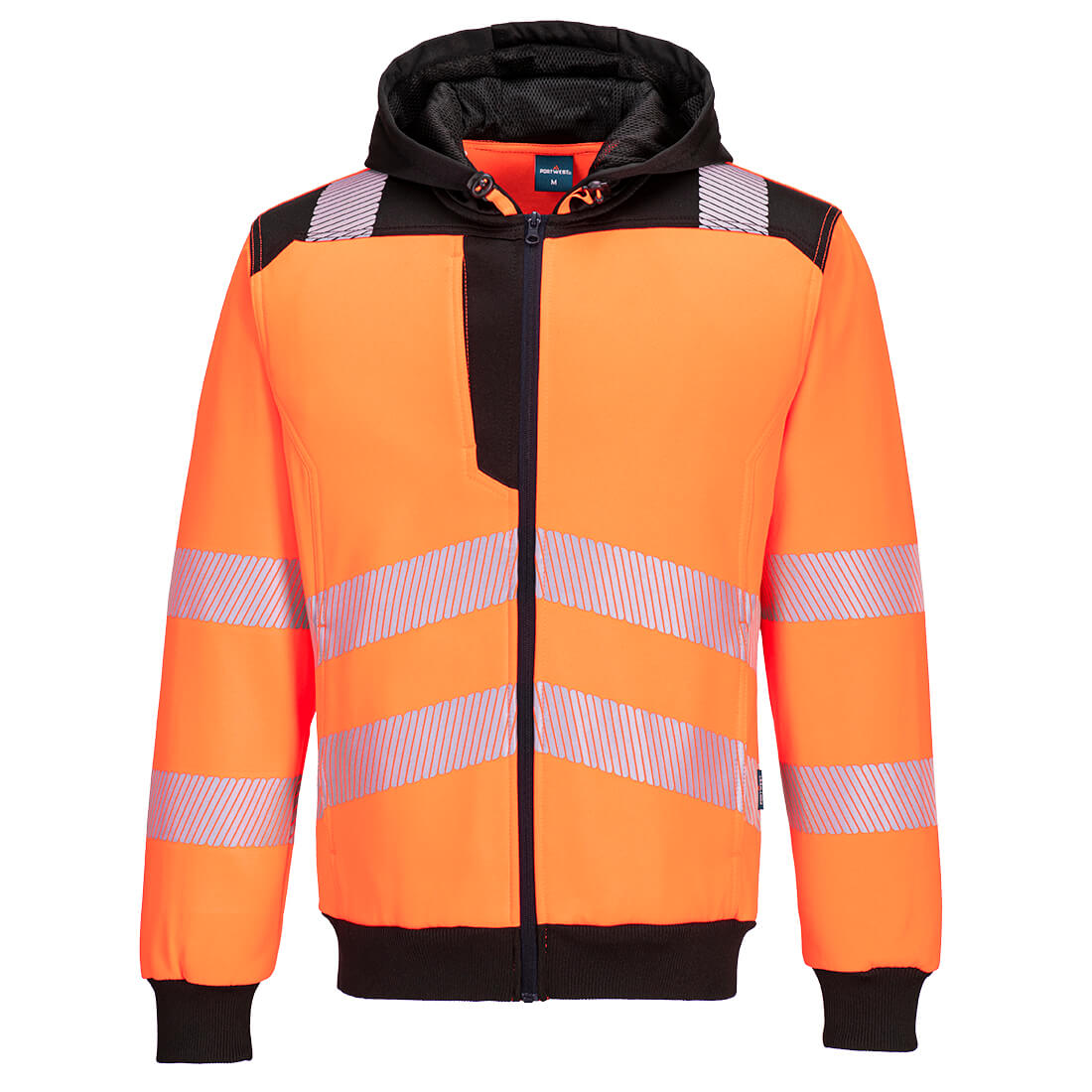 Portwest PW327 PW3 Hi-Vis Zip Hoodie Orange Black