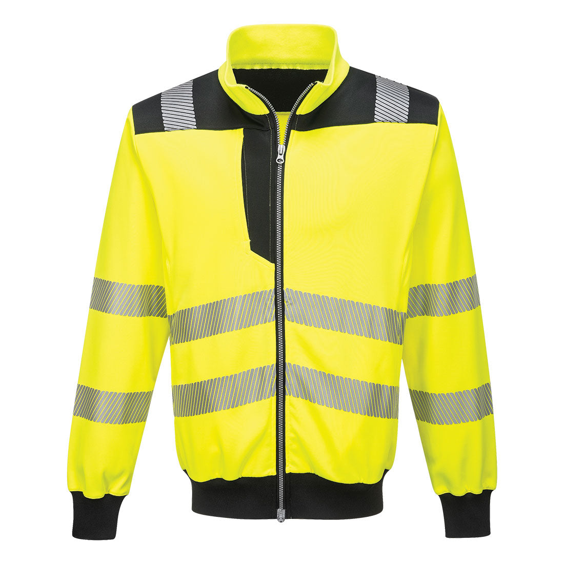 Portwest PW370 PW3 Hi-Vis Zip Sweatshirt Yellow Black