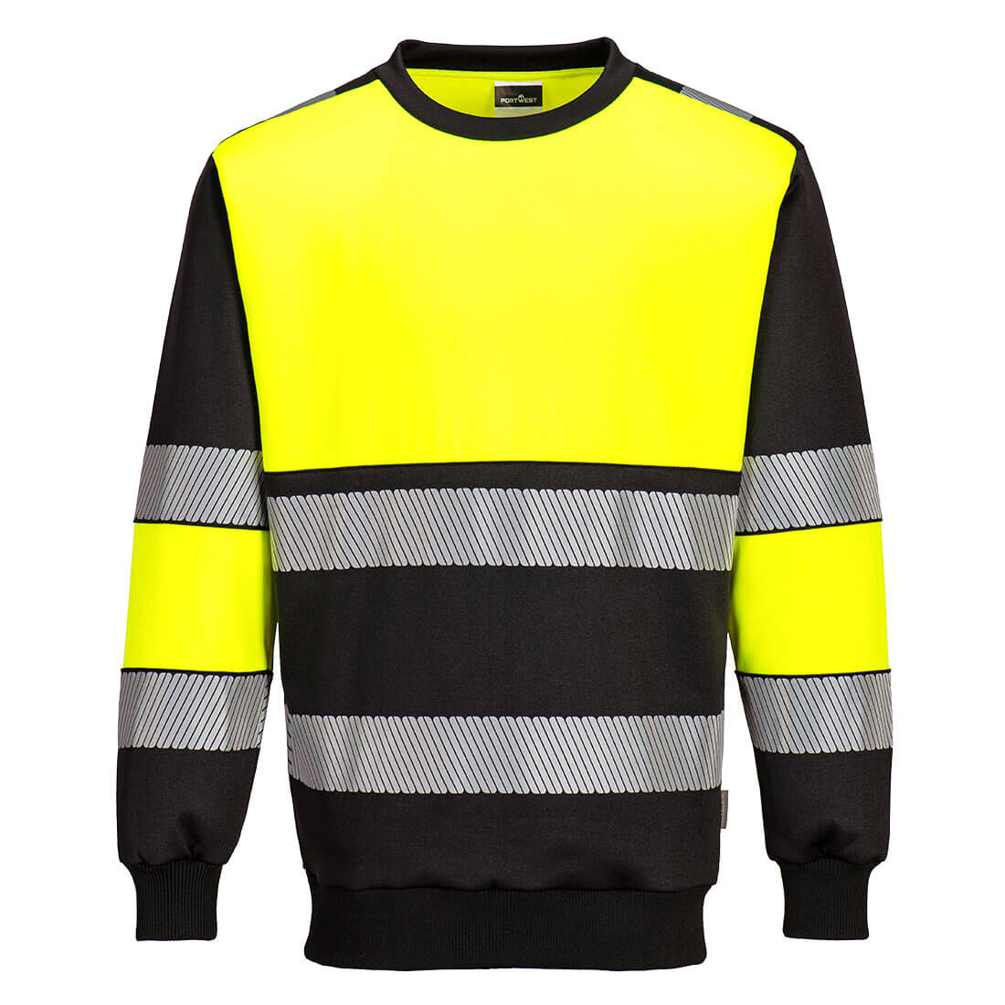 Portwest PW3 PW376 Hi-Vis Class 1 Sweatshirt Yellow Black