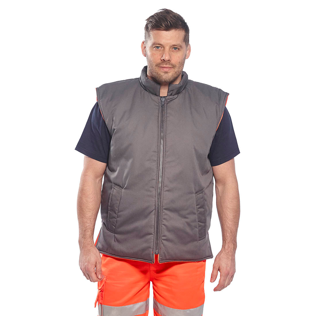 Portwest RT44 Hi-Vis Reversible Bodywarmer - Orange