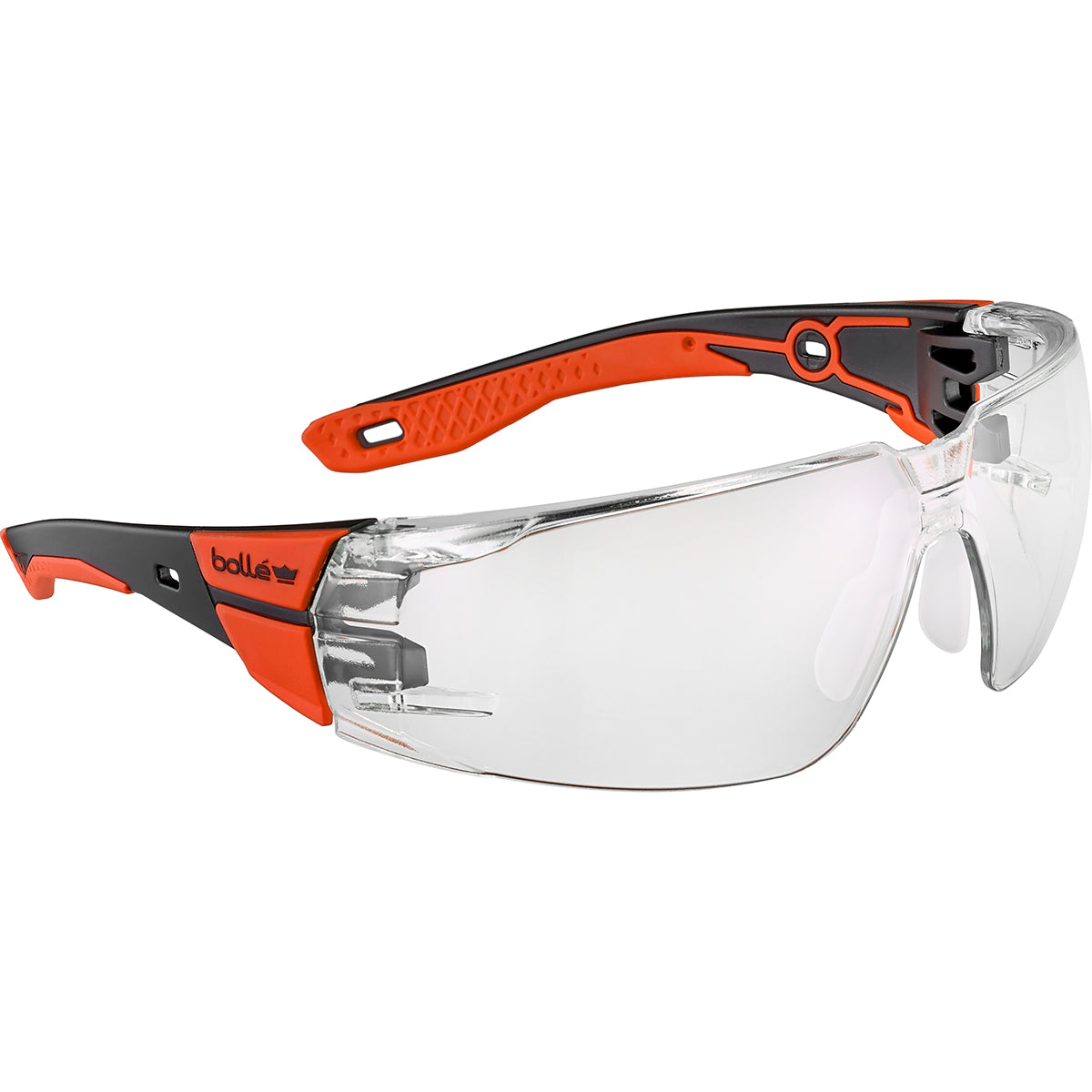 Bolle RUSH+ 2.0 Safety Glasses with orange and black frame Clear Lens