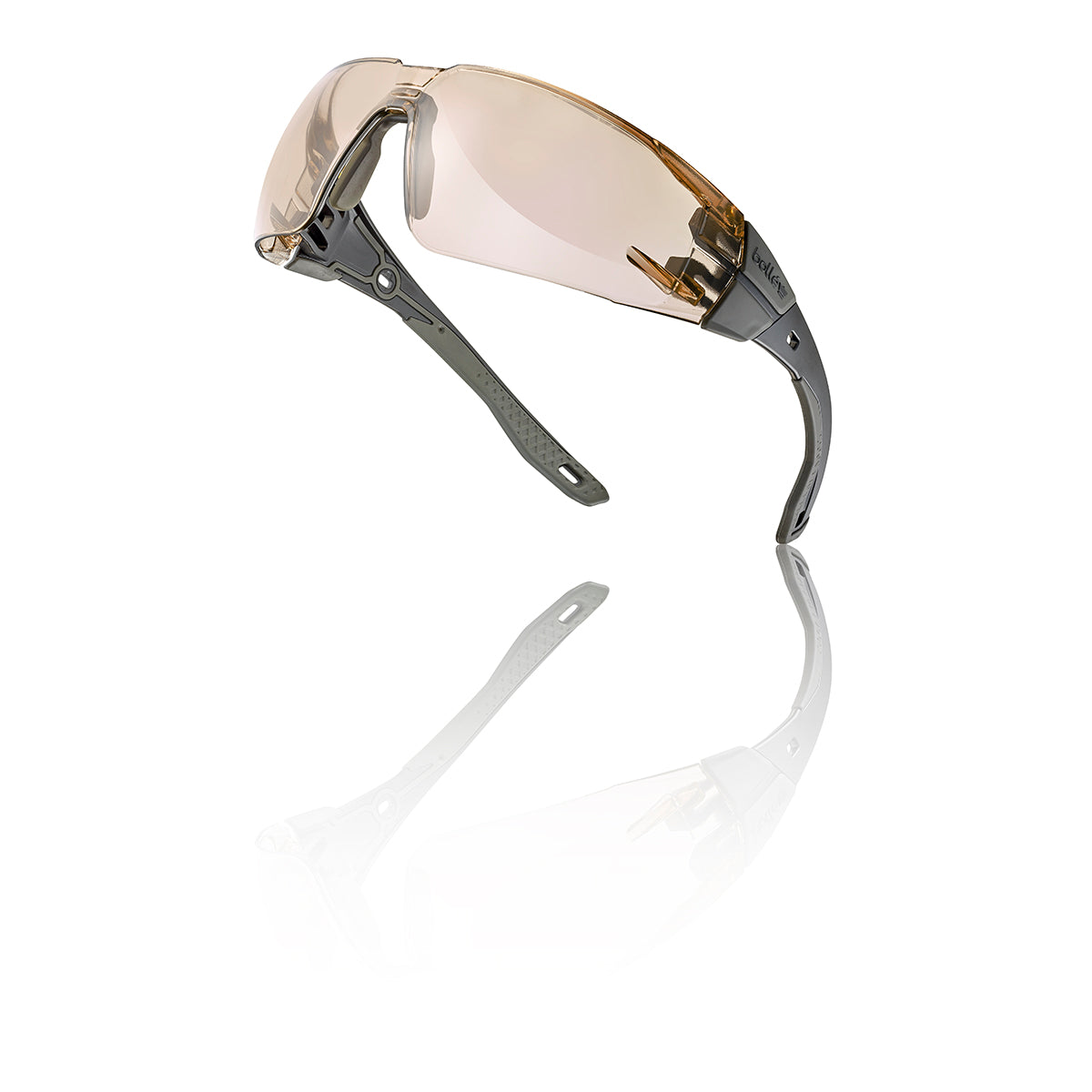 Copper Lens Safety Glasses Bolle RUSH+ 2.0 with Black and Grey Frame RUSPMN30E
