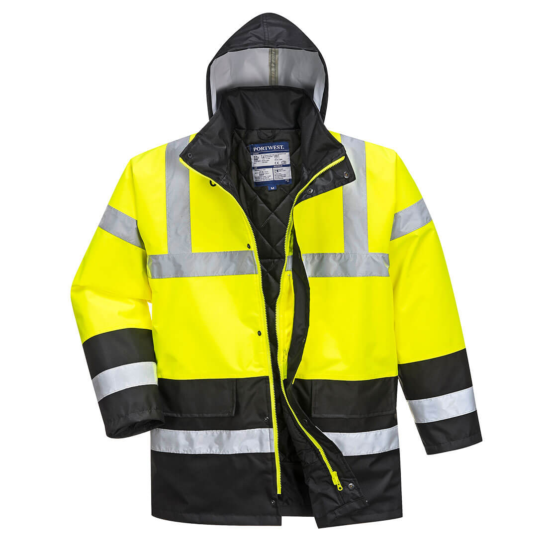 Portwest S466 Hi-Vis Contrast Winter Traffic Jacket - Yellow/Black