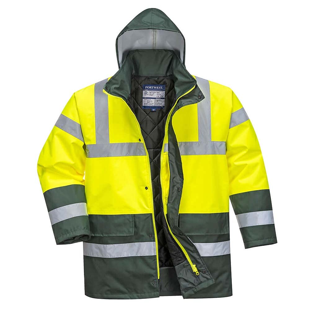 Portwest S466 Hi-Vis Contrast Winter Traffic Jacket Yellow Green