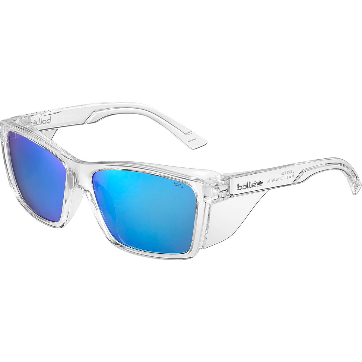 Bolle STKS 420 Cobalt Flash Polarised Safety Glasses with Crystal Frame