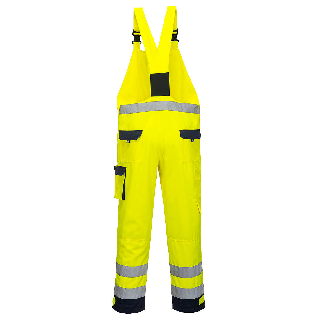 Portwest TX52 Dijon Hi-Vis Contrast Work Bib and Brace Yellow/Navy 2