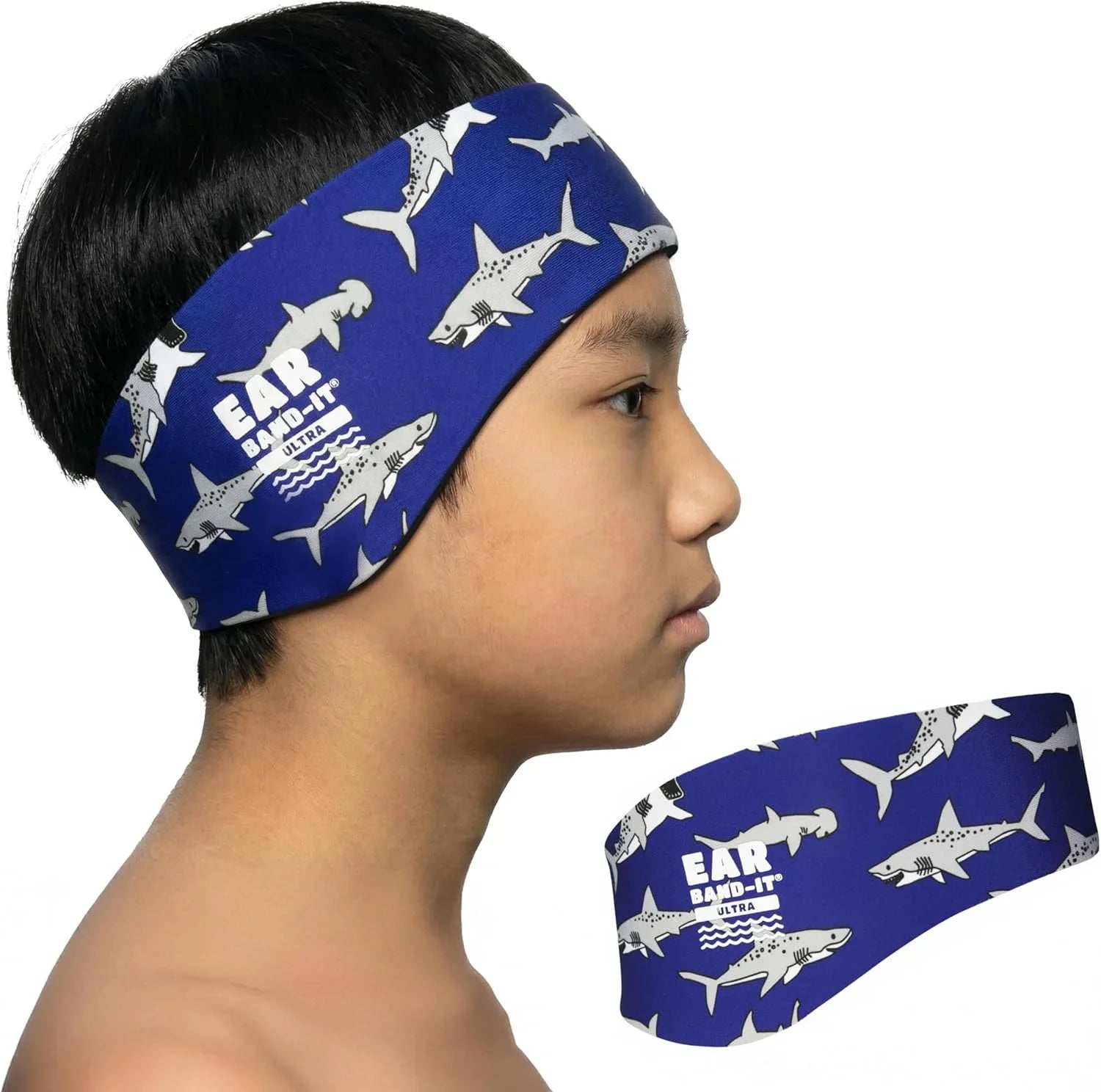 Ear Band-It Ultra Swimming Shark Headband Large Size with Youngman