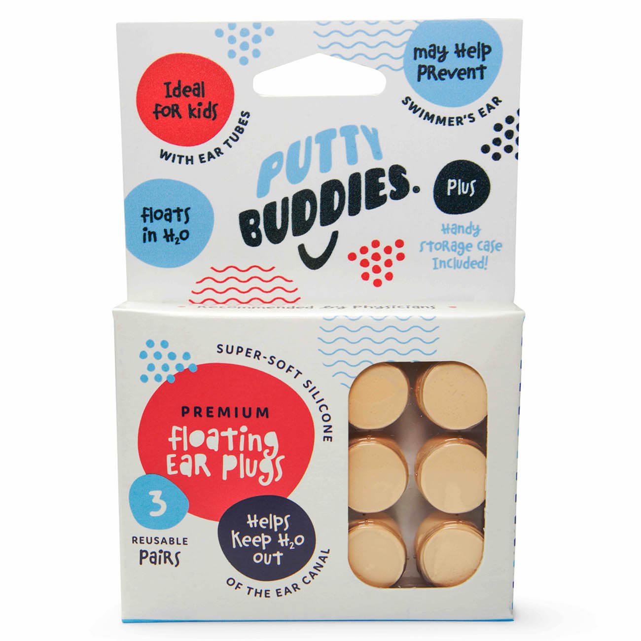 Putty Buddies FLoating swimming earplugs - Tan