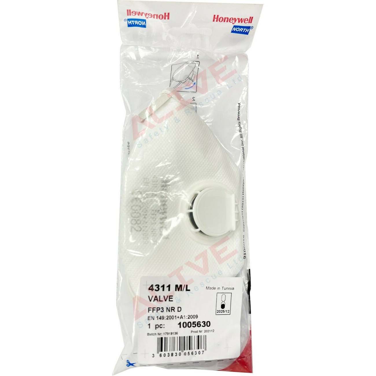 Honeywell 4311 M/L FFP3 NR D Valved Mask Single Pack