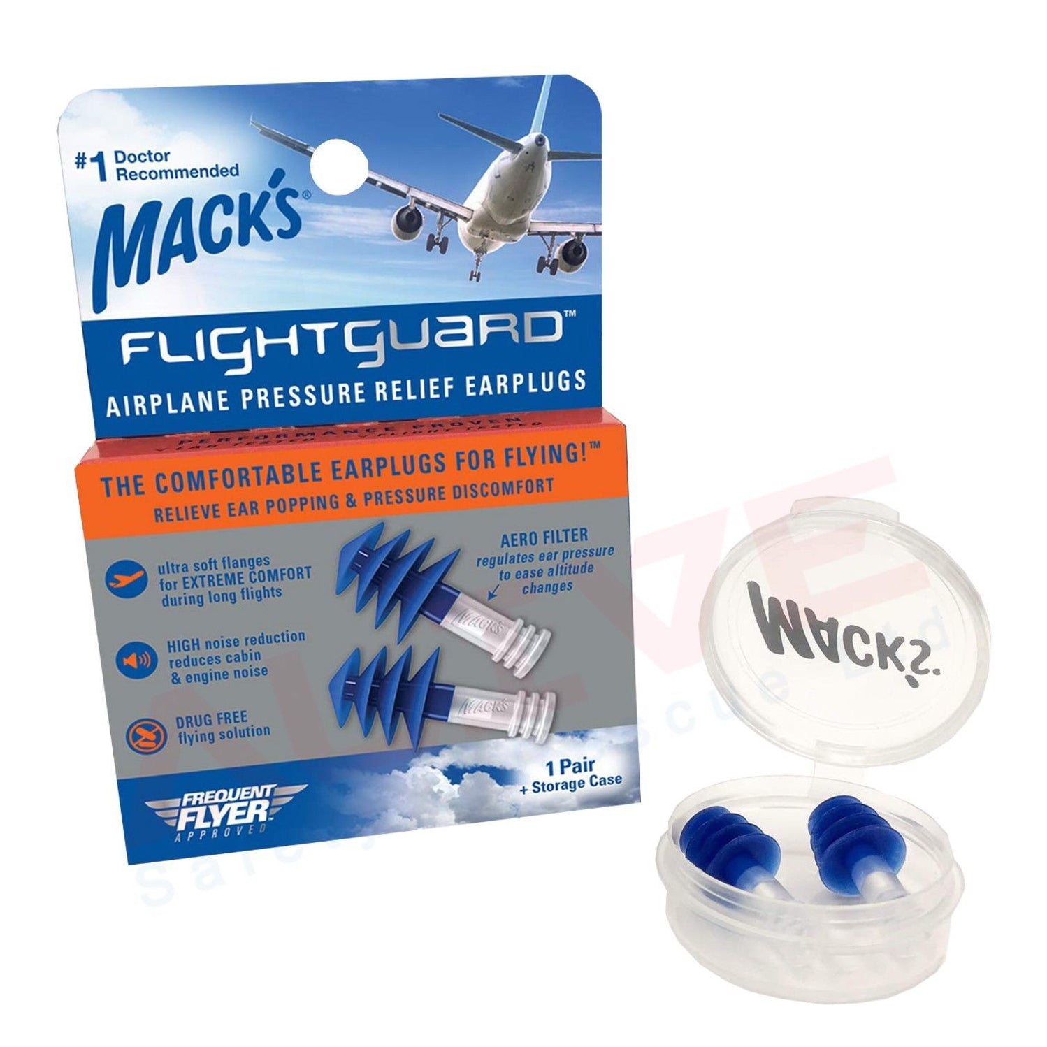 Flight earplugs Mack's Flightguard Airplane Pressure Relief Ear Plugs
