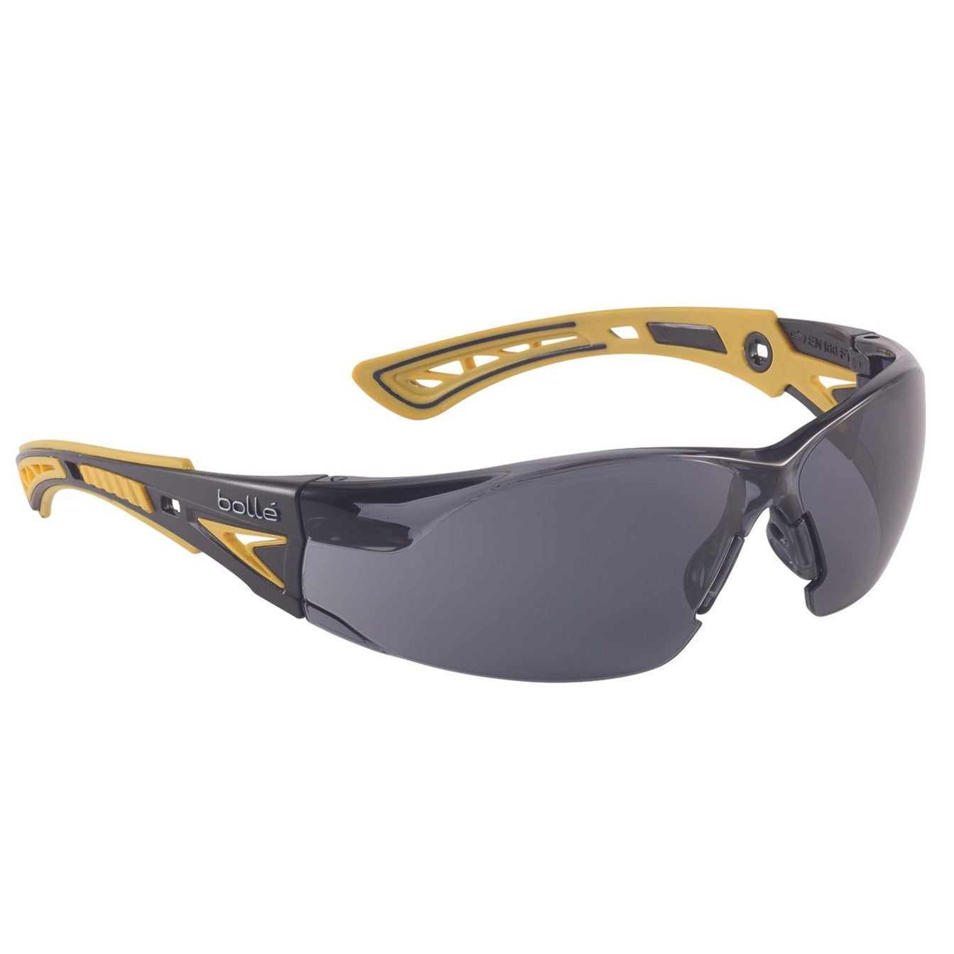 safety spectacles bolle Rush+ smoke lens black/yellow temples